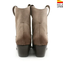Botín serraje beige de tacón campera