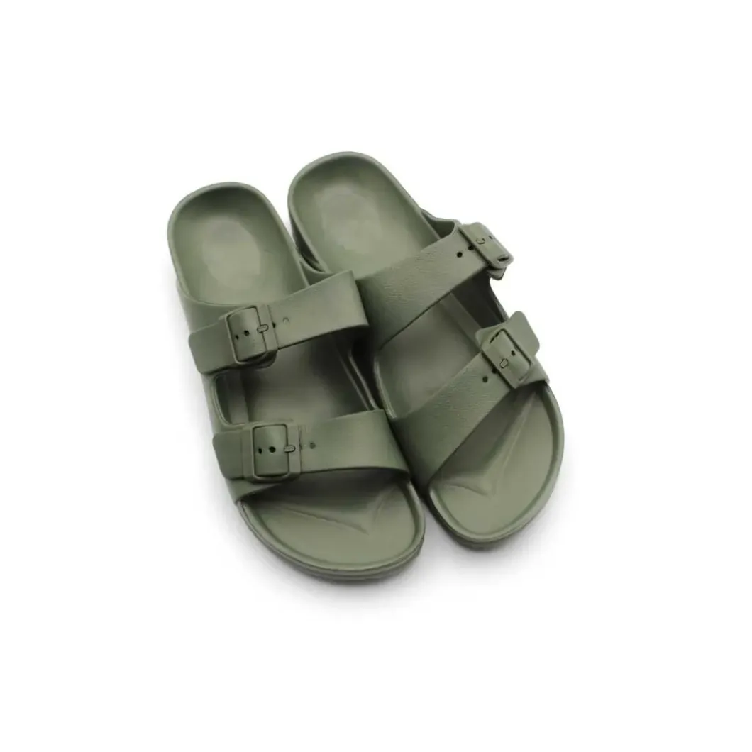 Chancla goma kaki con hebillas