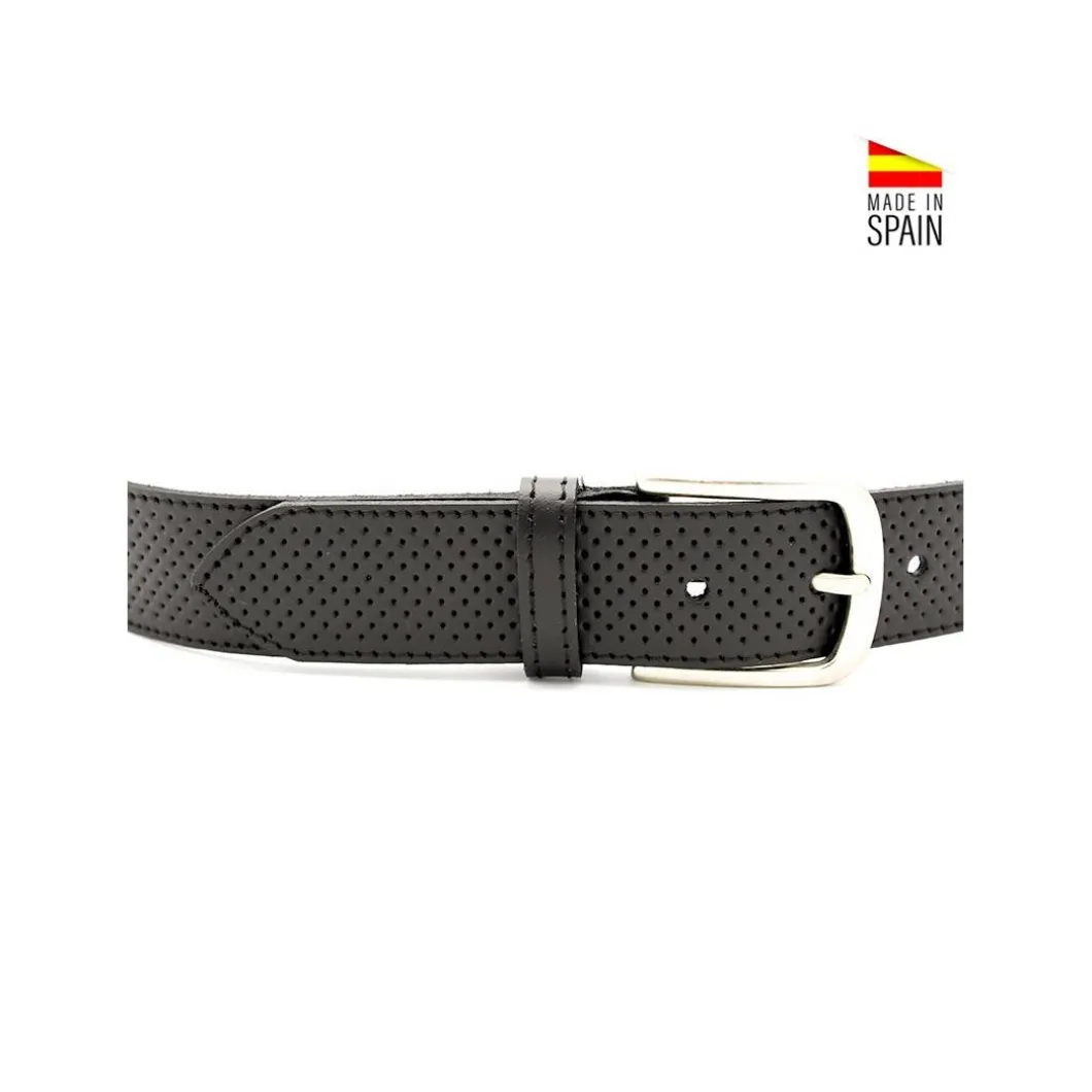 Cinturón piel perforado negro