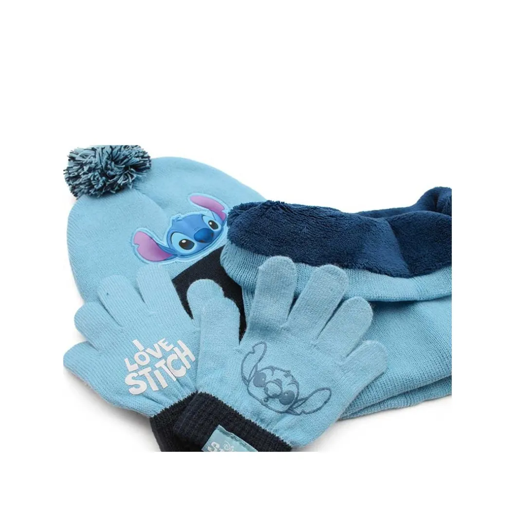Conjunto azul gorro, guantes y cuello