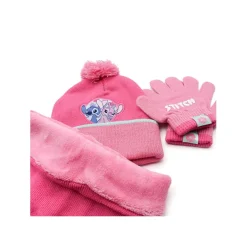Conjunto rosa gorro, guantes y cuello