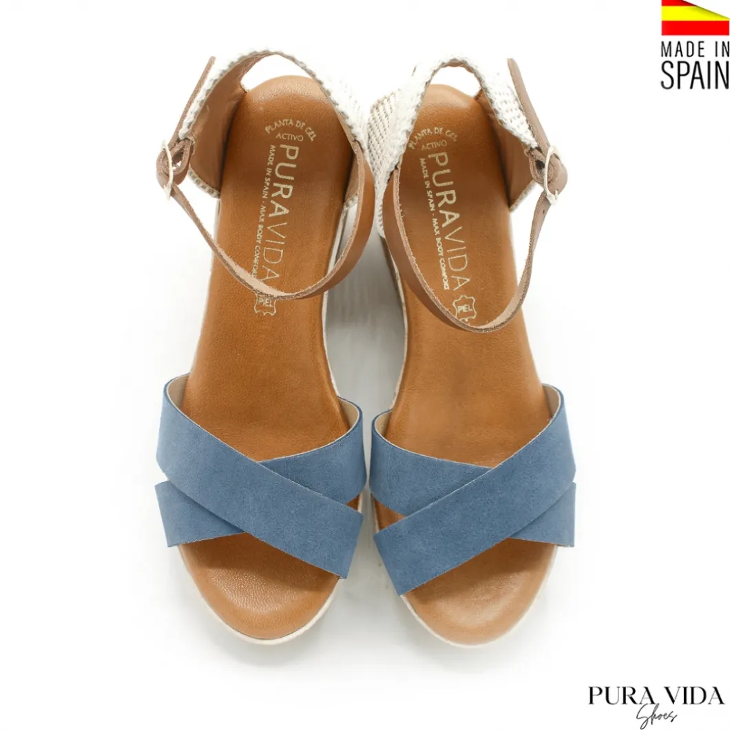Cuña azul de serraje Pura Vida