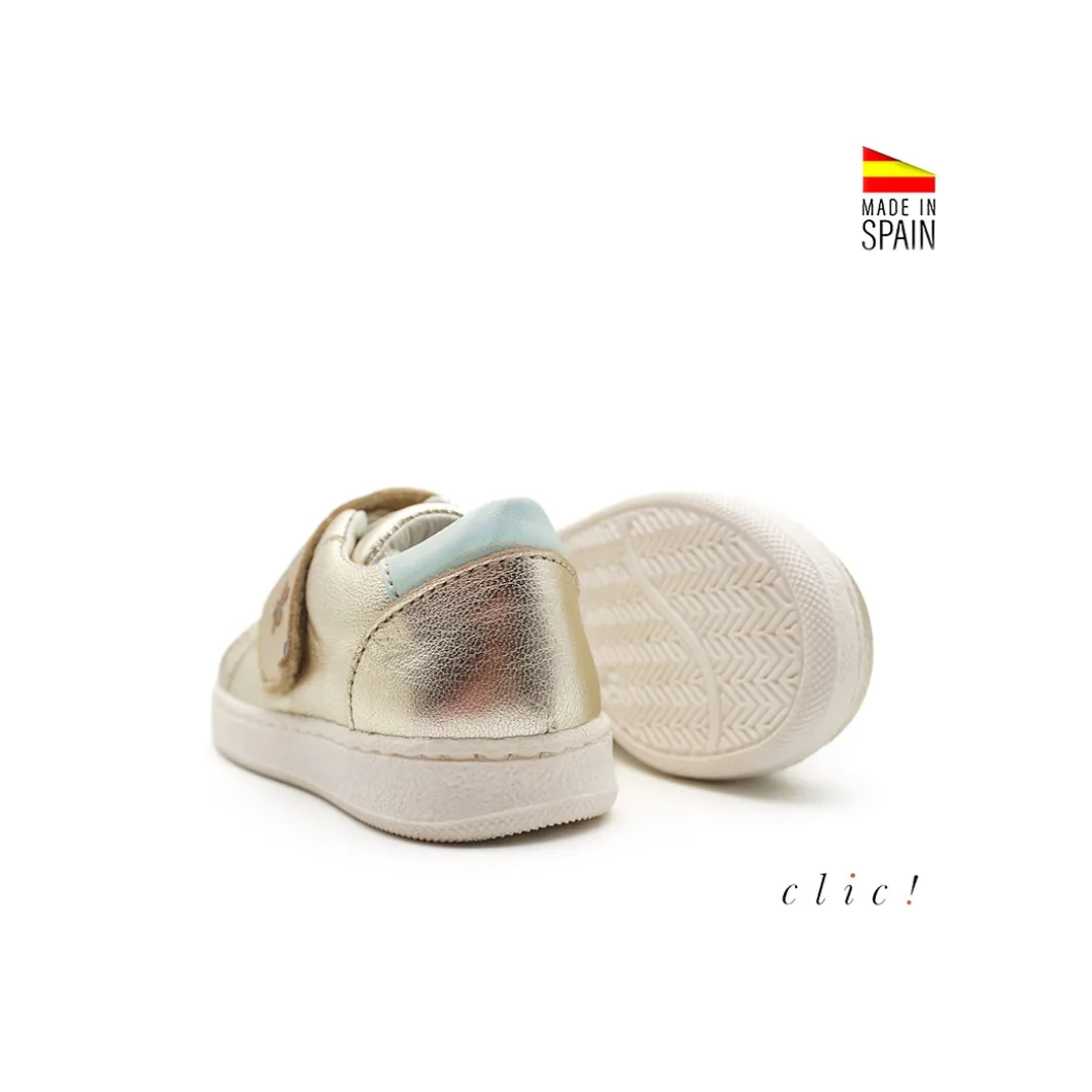 Deportiva velcro flor oro Clic!