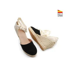 Espardeña negra con cintas beige