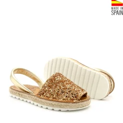 Menorquina glitter dorada con esparto