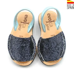 Menorquina plataforma azul marino glitter