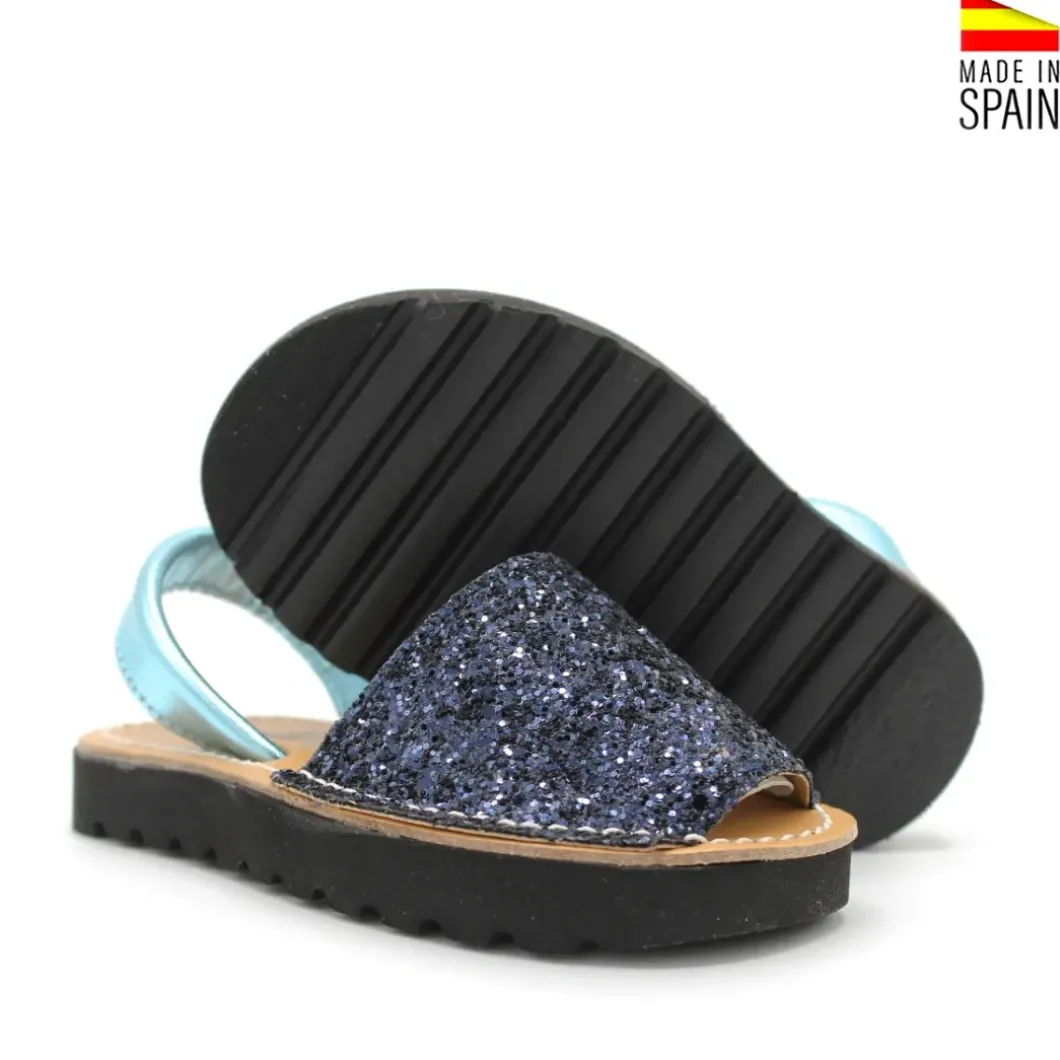 Menorquina plataforma azul marino glitter