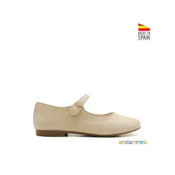 Mercedita botón de piel beige