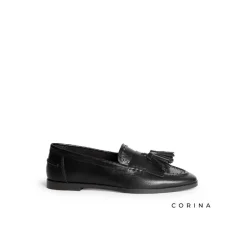 Mocasín negro con borlas M5680