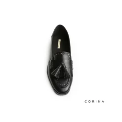Mocasín negro con borlas M5680