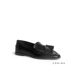 Mocasín negro con borlas M5680