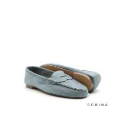 Mocasín plano azul con antifaz