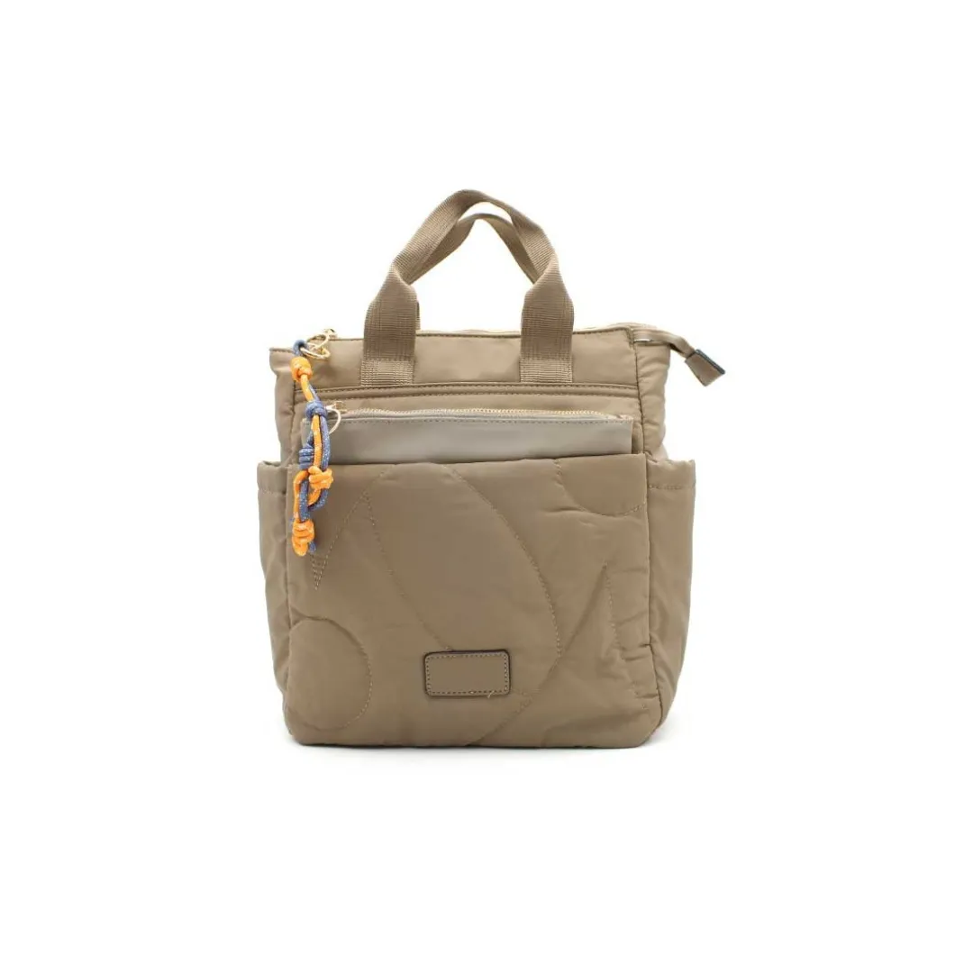 Mochila taupe nylon con monedero