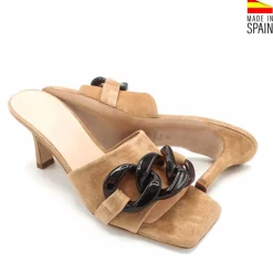MULE TACÓN PIEL JOHANA CAMEL