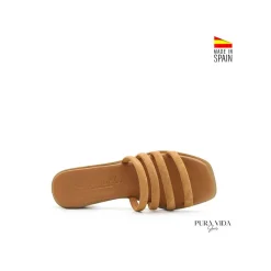 Mule tacón tiras camel