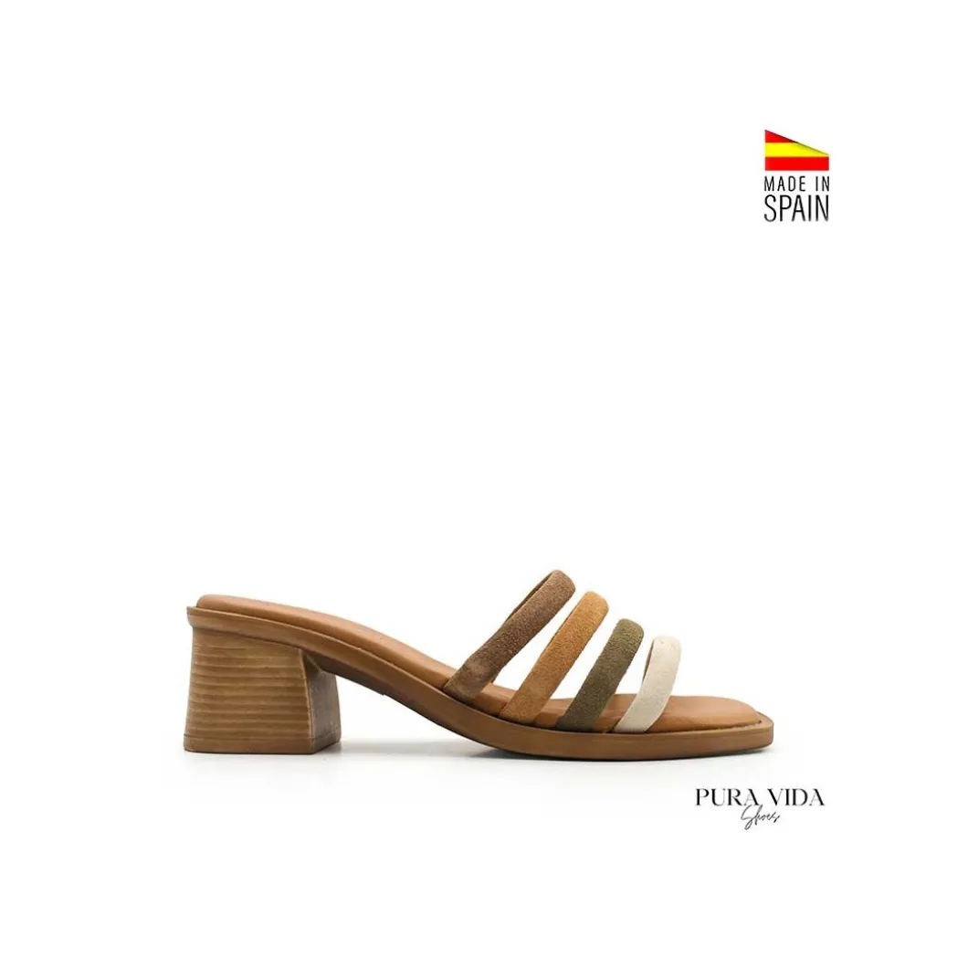 Mule tacón tiras multicolor