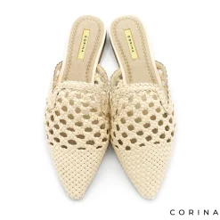 Mule trenzado beige