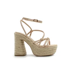 Sandalia beige tacón y plataforma