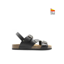 Sandalia bio hebillas cuero negro