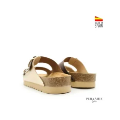 Sandalia bio hebillas cuero platino
