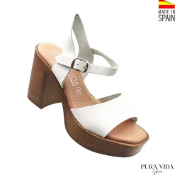 Sandalia blanca con tacón y plataforma PURA VIDA