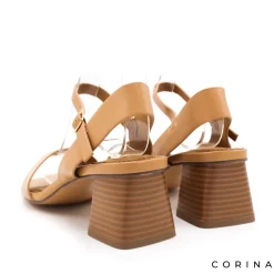 Sandalia camel de tacón ancho M4281