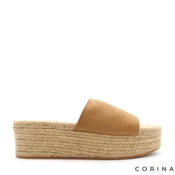 Sandalia camel mule plataforma esparto