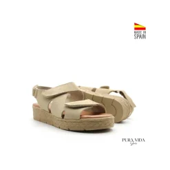 Sandalia confort velcros beige