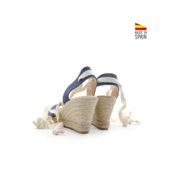 Sandalia cuña atada azul marino