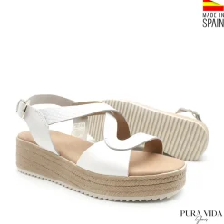 Sandalia de cuña blanca madeira
