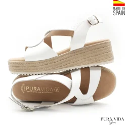 Sandalia de cuña blanca madeira
