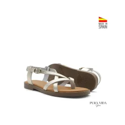 Sandalia dedo plana platino