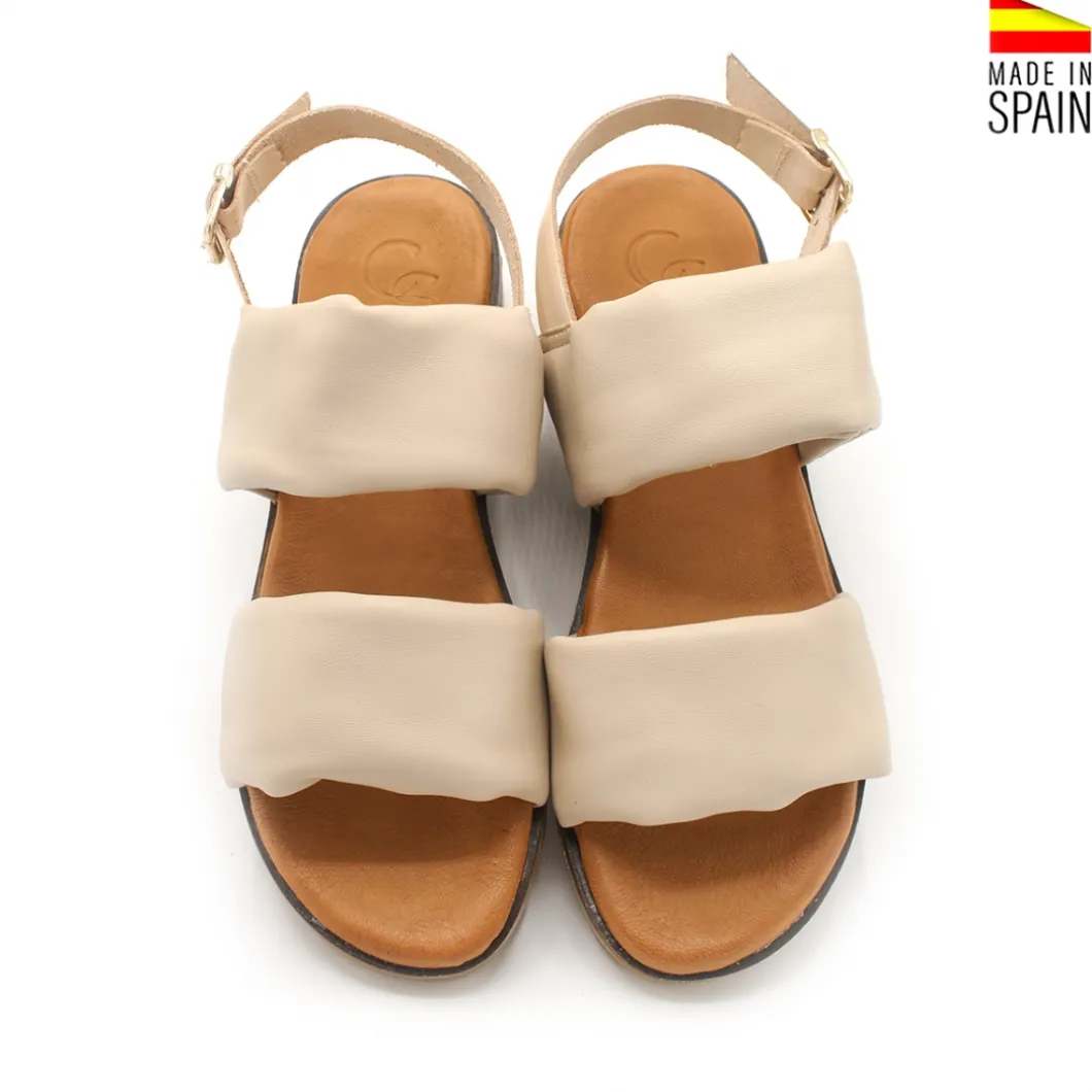 Sandalia doble tira tubular beige