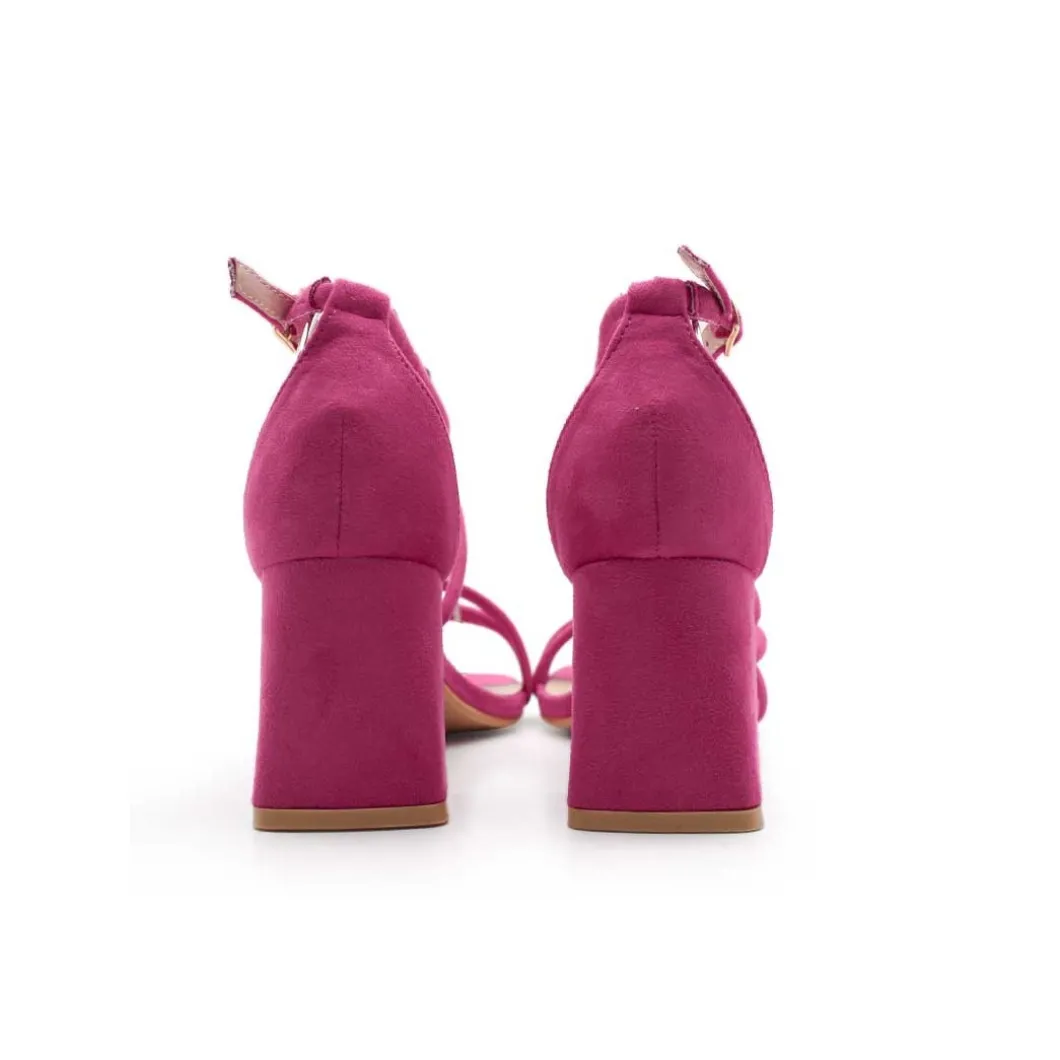 Sandalia fucsia tacón ancho
