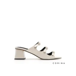 Sandalia hebillas beige con tacón ancho
