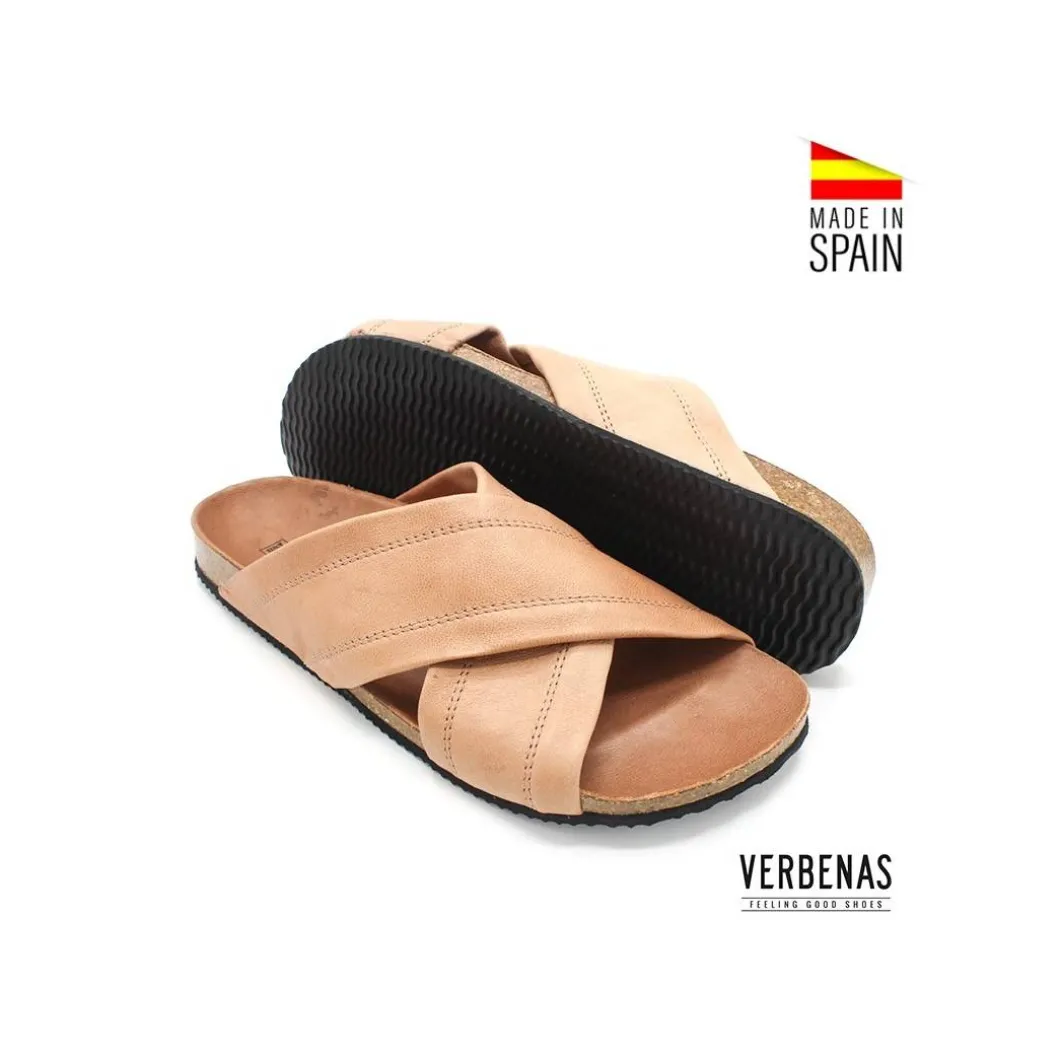 Sandalia hombre verbena piel coñac