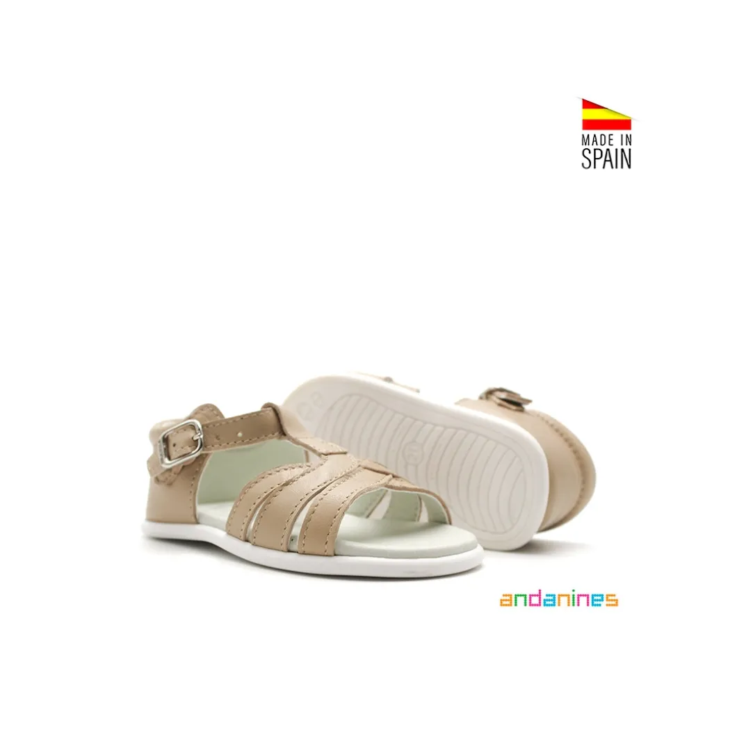 Sandalia infantil arena piel