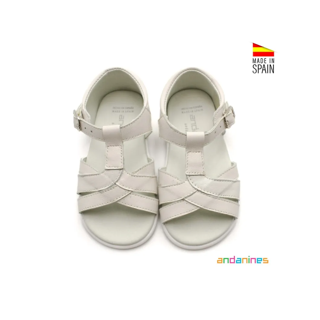 Sandalia infantil beige piel
