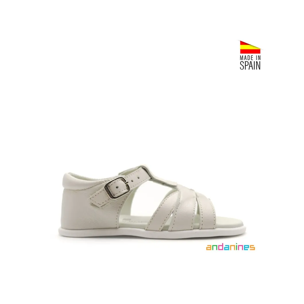Sandalia infantil beige piel