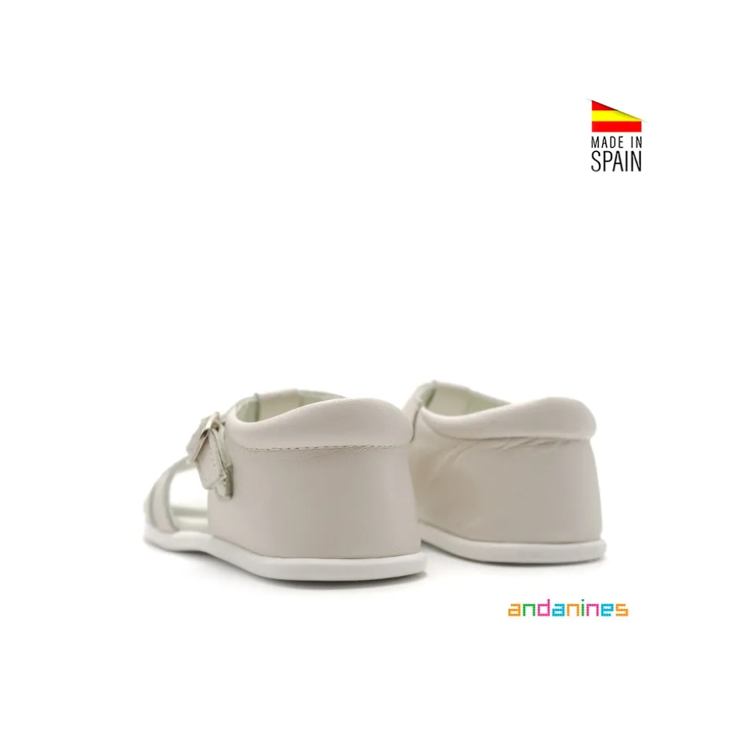 Sandalia infantil beige piel