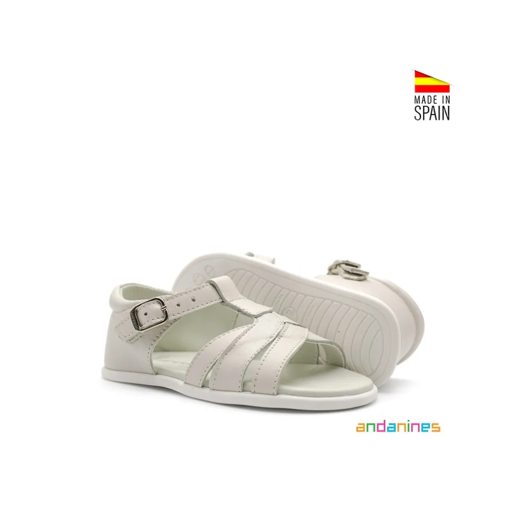 Sandalia infantil beige piel