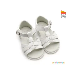 Sandalia infantil blanca piel