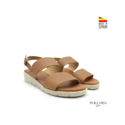 Sandalia light camel con cuña baja