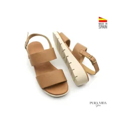 Sandalia light camel con cuña baja