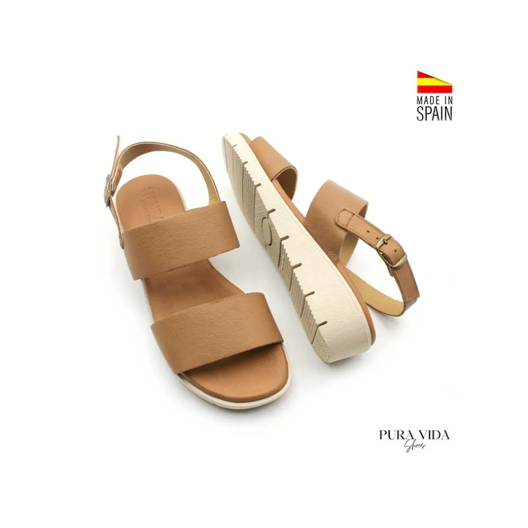 Sandalia light camel con cuña baja