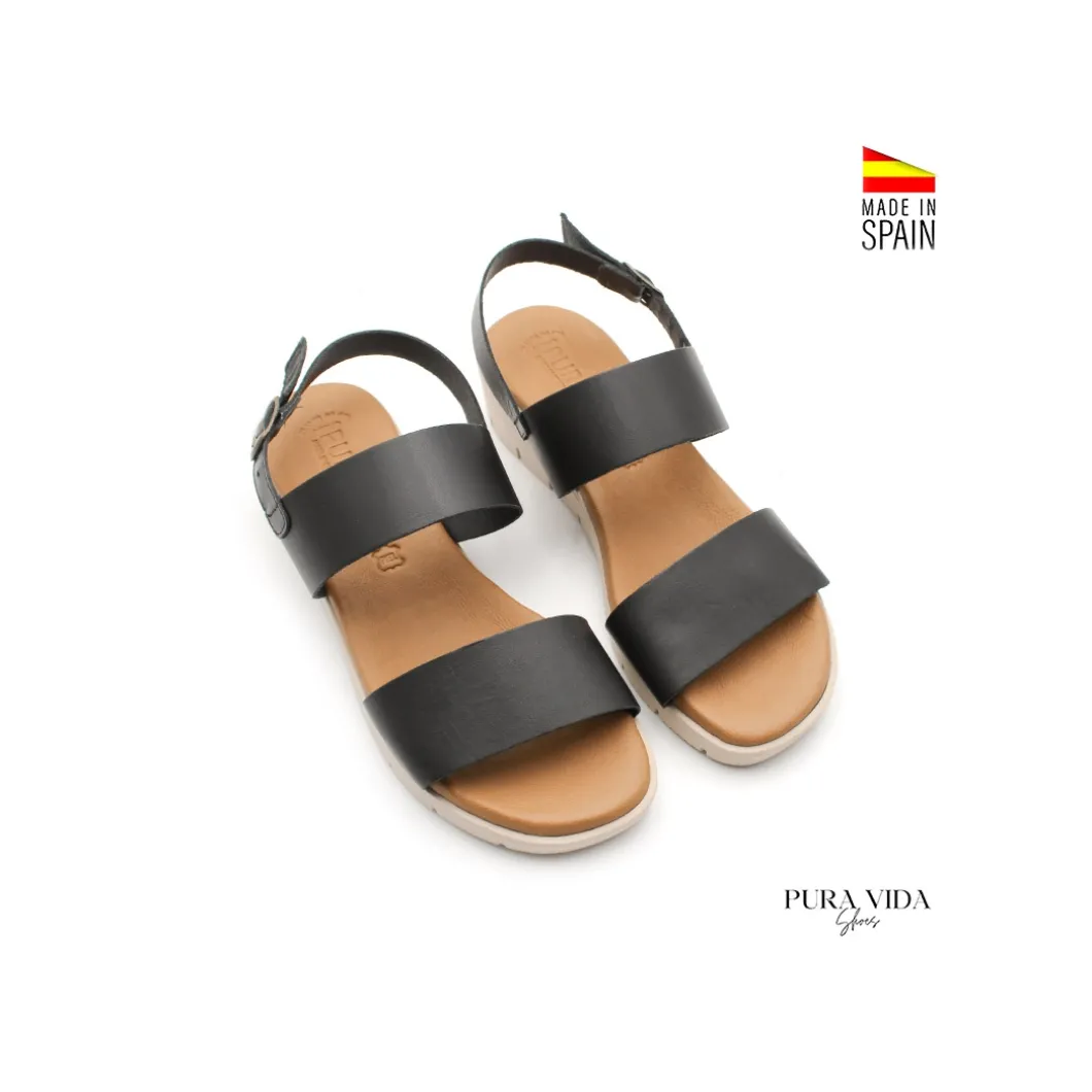 Sandalia light negra con cuña baja