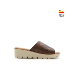 Sandalia mule cuña rombo marrón
