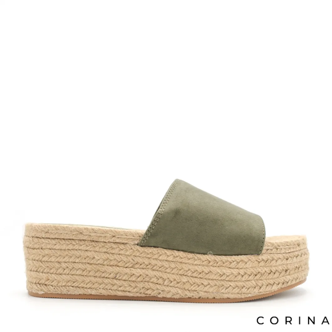 Sandalia mule plataforma verde