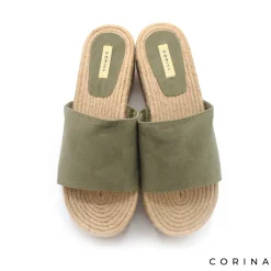 Sandalia mule plataforma verde