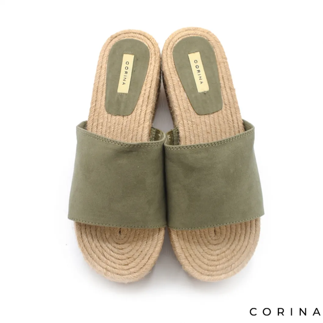 Sandalia mule plataforma verde